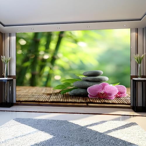 Fototapete Orchideenstein Tapete 250 x 175 cm (WxH) Fototapeten Schlafzimmer Wohnzimmer Moderne 3D Effekt Wandtapete Bambusstein Vliestapete Wand Dekoration Poster Foto Tapeten q.3726 von Buohwiwe