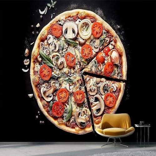 Fototapete Pizza Tapete 200 x 140 cm (WxH) Fototapeten Schlafzimmer Wohnzimmer Moderne 3D Effekt Wandtapete Pizza Vliestapete Wand Dekoration Poster Foto Tapeten q.4661 von Buohwiwe