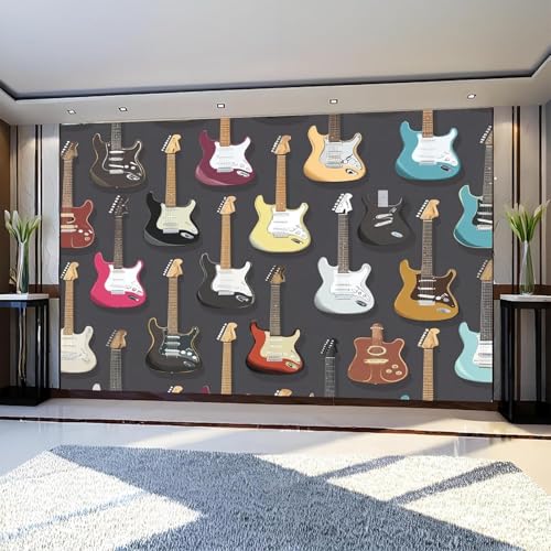 Fototapete Rockgitarre Tapete 300 x 210 cm (WxH) Fototapeten Schlafzimmer Wohnzimmer Moderne 3D Effekt Wandtapete Rockmusik Vliestapete Wand Dekoration Poster Foto Tapeten q.4591 von Buohwiwe