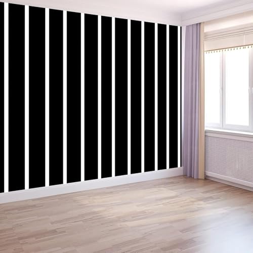 Fototapete Schwarz-Weiße Streifen Tapete 450 x 315 cm (WxH) Fototapeten Schlafzimmer Wohnzimmer Moderne 3D Effekt Wandtapete Streifen Vliestapete Wand Dekoration Poster Foto Tapeten q.5054 von Buohwiwe
