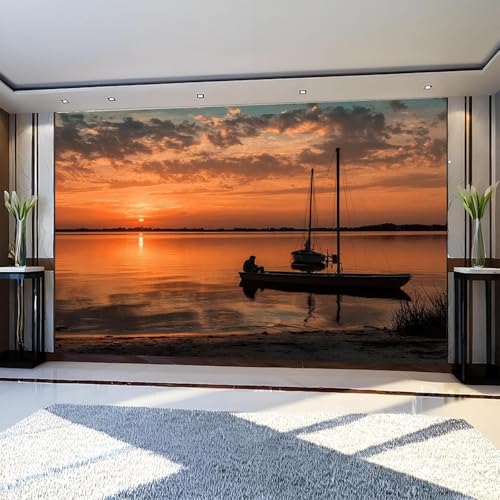 Fototapete Sonnenuntergang Tapete 250 x 175 cm (WxH) Fototapeten Schlafzimmer Wohnzimmer Moderne 3D Effekt Wandtapete Meereslandschaft Vliestapete Wand Dekoration Poster Foto Tapeten q.4131 von Buohwiwe