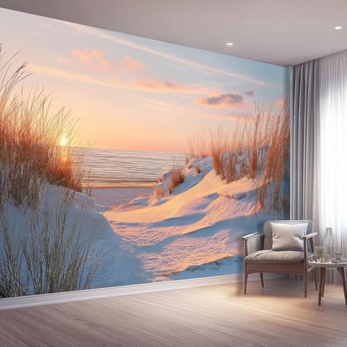 Fototapete Strand Meerblick Tapete 250 x 175 cm (WxH) Fototapeten Schlafzimmer Wohnzimmer Moderne 3D Effekt Wandtapete Meer Vliestapete Wand Dekoration Poster Foto Tapeten q.4788 von Buohwiwe