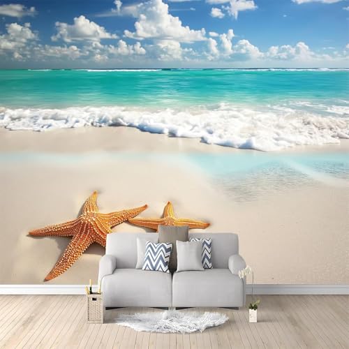 Fototapete Strandlandschaft Tapete 350 x 256 cm (WxH) Fototapeten Schlafzimmer Wohnzimmer Moderne 3D Effekt Wandtapete Strand Vliestapete Wand Dekoration Poster Foto Tapeten q.4061 von Buohwiwe