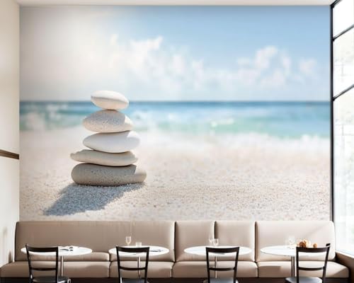 Fototapete Strandsteine Tapete 200 x 140 cm (WxH) Fototapeten Schlafzimmer Wohnzimmer Moderne 3D Effekt Wandtapete Meeresstein Vliestapete Wand Dekoration Poster Foto Tapeten q.5507 von Buohwiwe