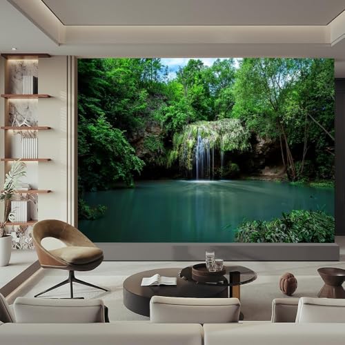 Fototapete Wasserfall Natur Tapete 350 x 256 cm (WxH) Fototapeten Schlafzimmer Wohnzimmer Moderne 3D Effekt Wandtapete Wald Vliestapete Wand Dekoration Poster Foto Tapeten q.3034 von Buohwiwe