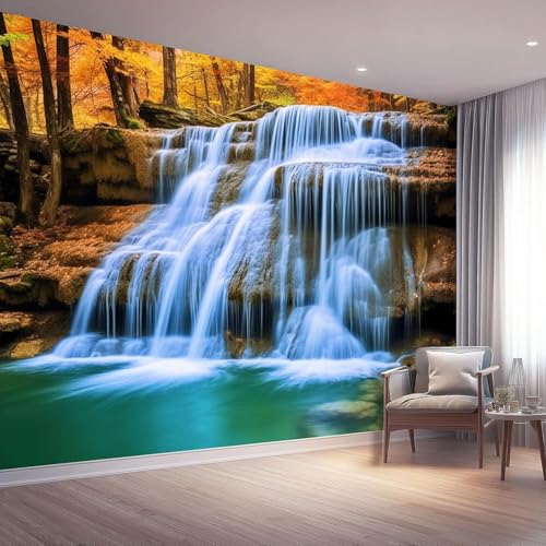 Fototapete Wasserfalllandschaft Tapete 250 x 175 cm (WxH) Fototapeten Schlafzimmer Wohnzimmer Moderne 3D Effekt Wandtapete Naturwasserfall Vliestapete Wand Dekoration Poster Foto Tapeten q.4653 von Buohwiwe