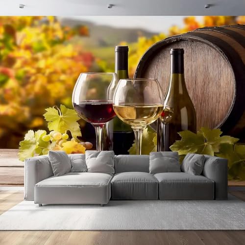 Fototapete Weingut Tapete 450 x 315 cm (WxH) Fototapeten Schlafzimmer Wohnzimmer Moderne 3D Effekt Wandtapete Weinfässer Rotwein Vliestapete Wand Dekoration Poster Foto Tapeten q.4982 von Buohwiwe