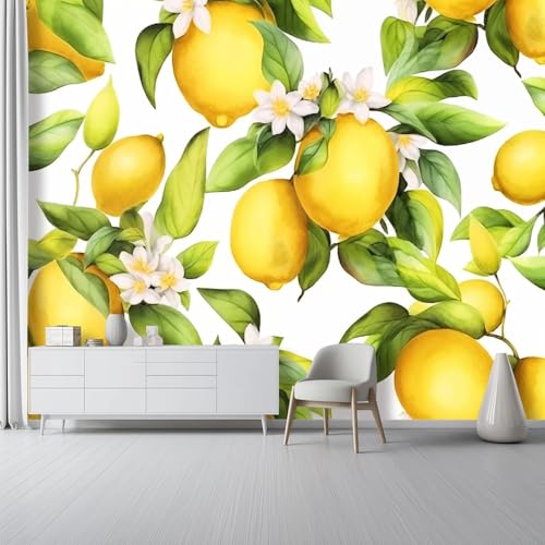 Fototapete Zitronenfrucht Tapete 250 x 175 cm (WxH) Fototapeten Schlafzimmer Wohnzimmer Moderne 3D Effekt Wandtapete Zitrone Vliestapete Wand Dekoration Poster Foto Tapeten q.4392 von Buohwiwe