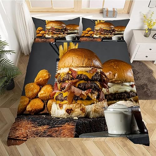 Hamburger Bettwäsche 135x200 Muster Bettbezug Superweiche Mikrofaser 3 Teilig Hamburger Bettwäsche-Sets + 2 Kissenbezug 80x80 cm mit Reißverschluss von Buohwiwe