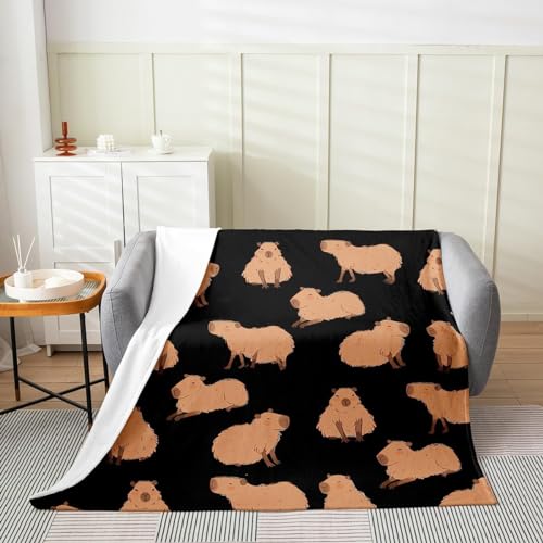 Kuscheldecke Flauschig 130x150 Wasserschwein 3D Decke Tier Schwarz Flanell Fleecedecke Weich und Warme Wohndecken Kuscheldecken Sofa Bett Überwurfdecke Sofadecke Couch Blanket Y2921 von Buohwiwe