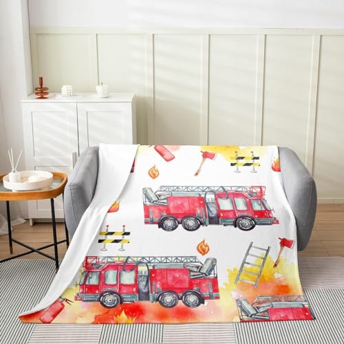 Kuscheldecke Flauschig 150x200 Feuerwehrauto 3D Decke Kind Junge Flanell Fleecedecke Weich und Warme Wohndecken Kuscheldecken Sofa Bett Überwurfdecke Sofadecke Couch Blanket Y7696 von Buohwiwe