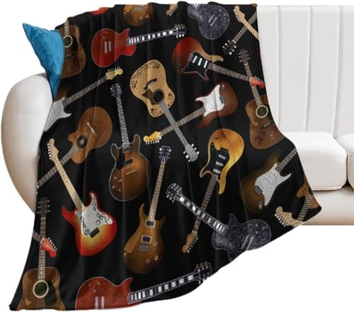 Kuscheldecke Flauschig 150x200 Musik 3D Decke Gitarre Flanell Fleecedecke Weich und Warme Wohndecken Kuscheldecken Sofa Bett Überwurfdecke Sofadecke Couch Blanket Y857 von Buohwiwe