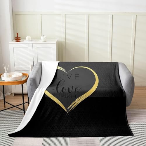 Kuscheldecke Flauschig 150x200 Romantisches Herz 3D Decke Schwarz Flanell Fleecedecke Weich und Warme Wohndecken Kuscheldecken Sofa Bett Überwurfdecke Sofadecke Couch Blanket Y1186 von Buohwiwe