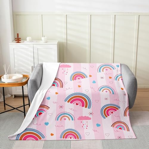 Kuscheldecke Flauschig 150x200 Süßer Regenbogen 3D Decke Pinkes Mädchen Flanell Fleecedecke Weich und Warme Wohndecken Kuscheldecken Sofa Bett Überwurfdecke Sofadecke Couch Blanket Y3181 von Buohwiwe