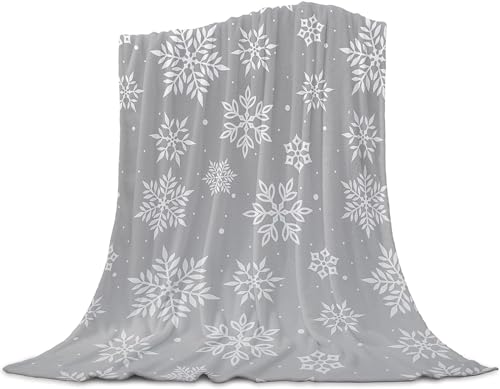 Kuscheldecke Flauschig 150x200 Weihnachten 3D Decke Graue Schneeflocke Flanell Fleecedecke Weich und Warme Wohndecken Kuscheldecken Sofa Bett Überwurfdecke Sofadecke Couch Blanket Y836 von Buohwiwe