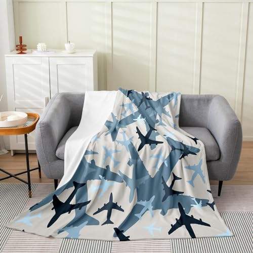 Kuscheldecke Flauschig Flugzeug 3D Decke 220x240 Flugzeugmuster Wohndecke Kind Junge Weich und Warme Flanell Fleecedecke für Sofadecke Couchdecke Tagesdecke m5998 von Buohwiwe