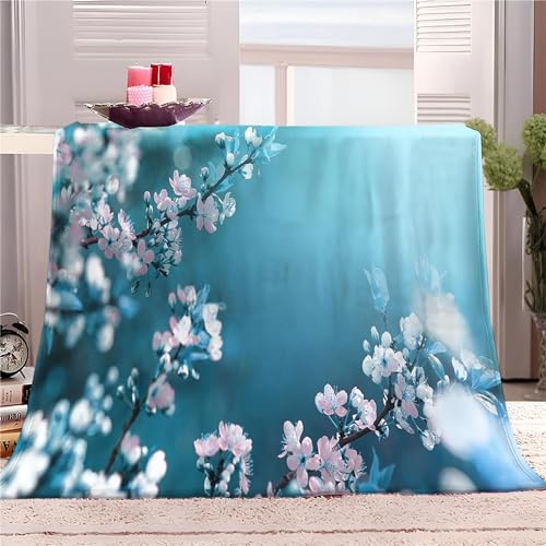 Kuscheldecke Flauschig Kirschblüten 3D Decke 150x200 Frühling Wohndecke Blumen Weich und Warme Flanell Fleecedecke für Sofadecke Couchdecke Tagesdecke m5365 von Buohwiwe