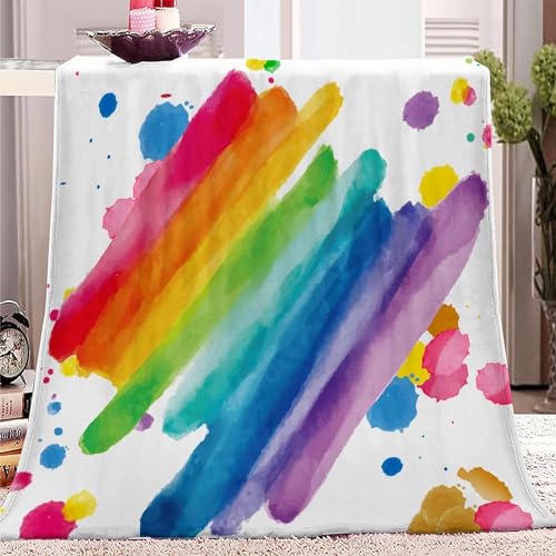 Kuscheldecke Flauschig Regenbogen 3D Decke 100x135 Bunte Kritzeleien Wohndecke Kind Weich und Warme Flanell Fleecedecke für Sofadecke Couchdecke Tagesdecke 6042y von Buohwiwe