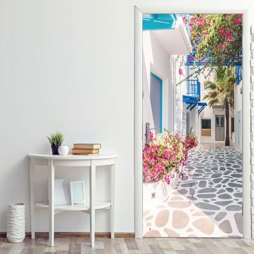 Türtapete Selbstklebend 90x200 Italien Türaufkleber 3D Türposter Architektonische Blumen Fototapete Türfolie Türklebefolie Wasserdichte für Türwand Dekoration Tapete a7143 von Buohwiwe