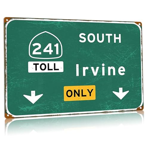 Irvine South Vintage Metall-Blechschild Autobahn Richtungsschild Stadt Land Süd Metallschild Garage Home Club Wanddekoration 61 x 81 cm von Buoraev