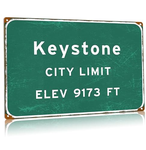 Keyston Metall-Zinnschild, Stadtgrenze im Vintage-Stil, Straßenschild, Stadt, Land, Autobahn, Flughafen, Zuhause, Garage, Büro, Club, Wanddekoration, 20,3 x 30,5 cm von Buoraev