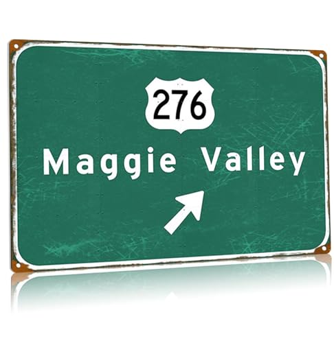 Maggie Valley Metall-Blechschild Interstate 276 Straßenschild Autobahn Flughafen Richtung Beschilderung Garage Bar Cafe Wanddekoration 30,5 x 45,7 cm von Buoraev