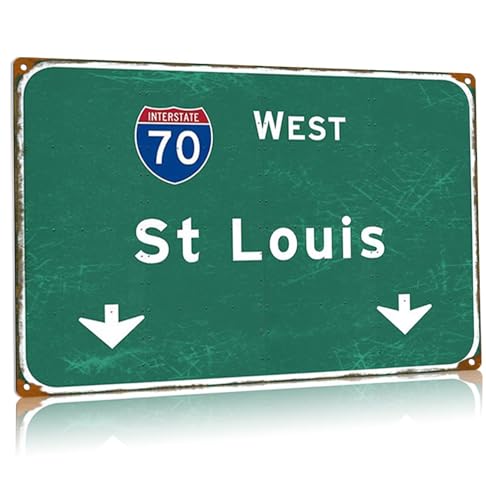 Vintage Metall-Blechschilder St. Louis Highway Straßenschilder Interstate 70 West Directional Signage Bar Cafe Garage Wohnzimmer Wanddekoration 40,6 x 61 cm von Buoraev