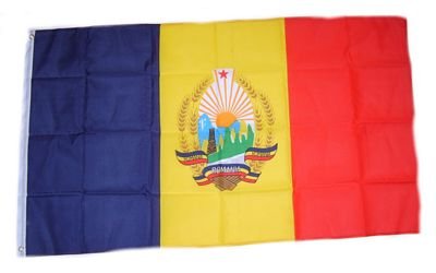 Flagge Fahne Rumänien mit Wappen 90 x 150 cm FLAGGENMAE® von Buosha