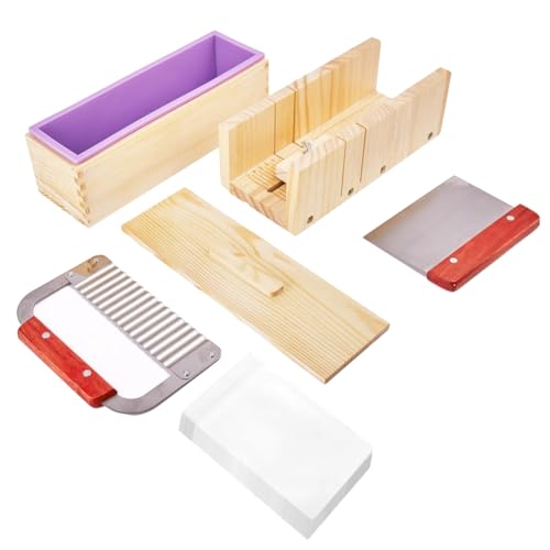Buqpow Seifenherstellungsset, 42-Unzen-Seifenformen mit Verstellbarem Seifenmesskasten Aus, Seifenschneider. DIY-Sets von Buqpow