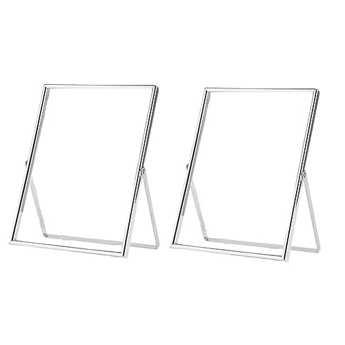 Buqpow Silbernes Schwebendes Bilderrahmen-Set Aus 2, Metall-Glas-Fotoframes Als Geschenk, für die Vertikale Aufstellung auf Dem Tisch, Robust und Einfach zu Handhaben. von Buqpow