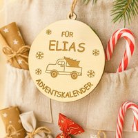 Personalisierter Holzanhänger Für Weihnachtskalender - Personalisiert Mit Name Und Wunschtext Weihnachtsdeko Geschenk von Buramont