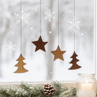 Weihnachtsanhänger Aus Holz Sterne Und Bäumchen - 4Er Set von Buramont