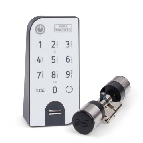 BURG-WÄCHTER Elektronisches Türschloss, Zylinder und Keypad, Öffnung mit App, Fingerprint, Pincode oder Funkschlüssel, ENTRYeasy 7602 FP, Schwarz/Edelstahl, Biometrisch von BURG-WÄCHTER