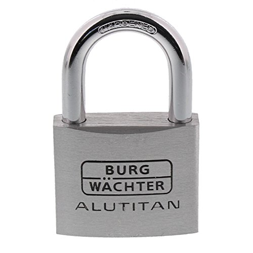 Burg-Wächter Vorhängeschloss Aluminium, 8 mm Bügelstärke, 50 mm Bügelhöhe, 2 Schlüssel inkl., Alutitan 770 50 SB von Burg Wächter