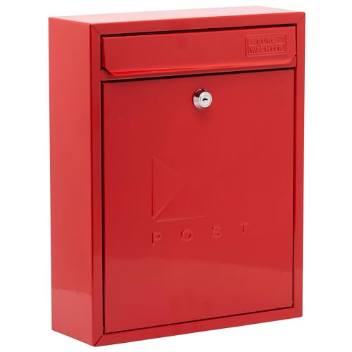 BURG-WÄCHTER MB05R Compact Briefkasten aus verzinktem Stahl zur Wandmontage, Pillarbox Red von Burg Wächter