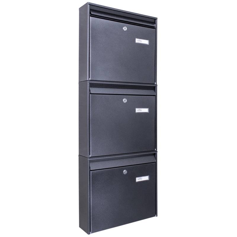 Burg-Wächter Briefkastenanlage 3 Parteien Schwarz 36x97x10cm Groß / Inkl Montagematerial & 2 Schlüsseln Burg-Wächter Briefkastenanlage 3 Parteien Schwarz 36x97x10cm Groß / Inkl Montagematerial & 2 Schlüsseln von Burg Wächter