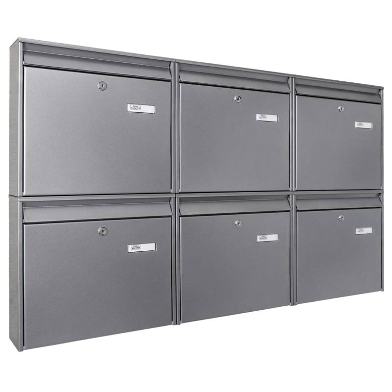 Burg-Wächter Briefkastenanlage 6 Parteien Silber 109x64x10cm Groß / Inkl Montagematerial & 2 Schlüsseln von Burg Wächter