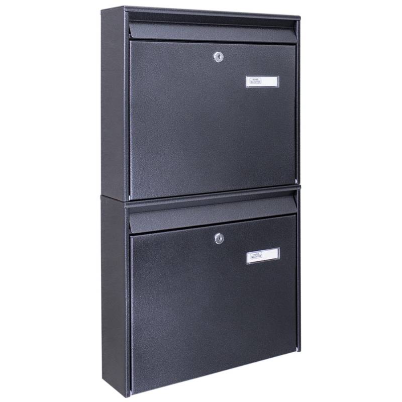 Burg-Wächter Doppelbriefkasten Schwarz 36x64x10cm Groß / Inkl Montagematerial & 2 Schlüsseln / Mit Namensschild von Burg Wächter
