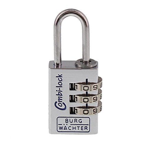 Burg Wächter Verstellbares Zahlenschloss, Combi Lock 90 20 Chromo SB, Bügelstärke: 3,2 mm, Combi 90 20 CHROMO SB, Silber von Burg Wächter