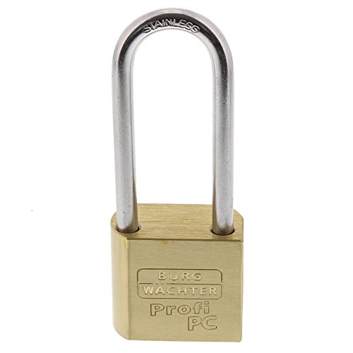 Burg-Wächter Vorhangschlosskorpus ohne Zylinder, Messing, 8 mm Bügelstärke, 2 Schlüssel, 116 PC 50 HB 80 NIRO von BURG-WÄCHTER