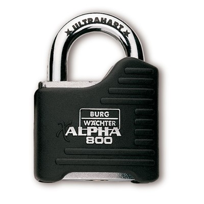 AV-Hochleistungsschloss, Alpha 800 65, Stahl hart schwarz verchromt von Burg-wächter