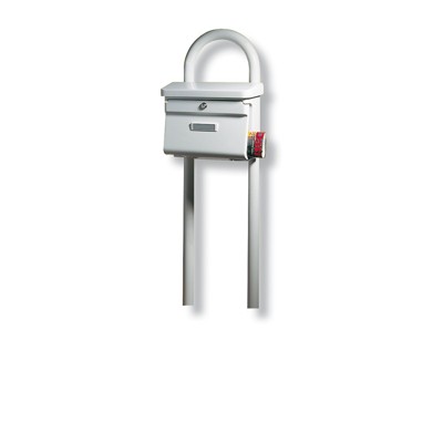 GA-Rundbog.Ständ.,für Briefkasten,Rondo 145 W,ALU weiß beschichtet,Ø50mm,H1740mm von Burg-wächter