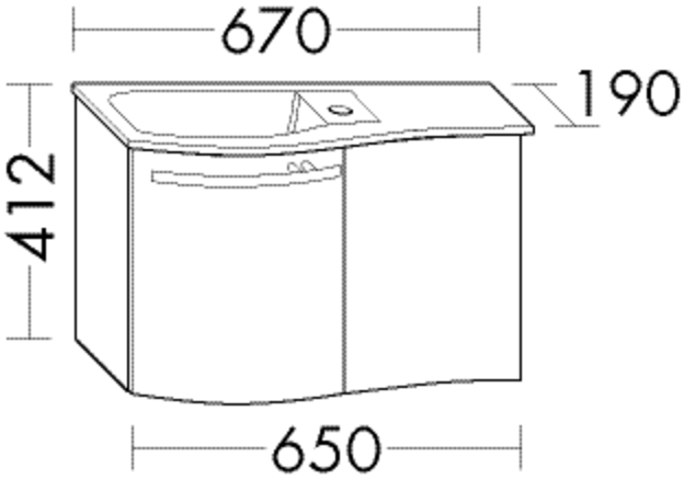 Burgbad Glas-Waschtisch und Waschtischunterschrank Sinea Eiche Dekor Flanelle/Schwarz, SELM065LF2215 SELM065LF2215A0105 von Burgbad