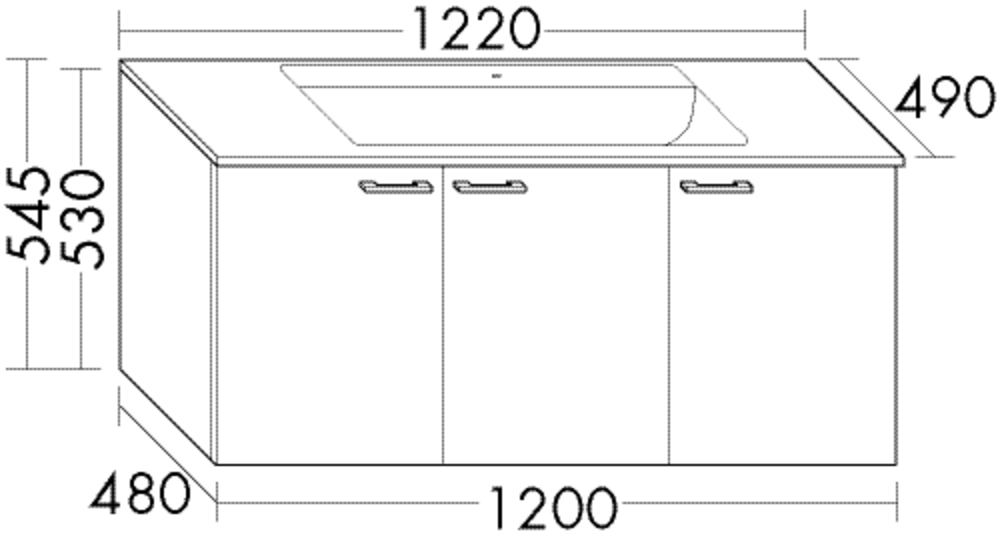 Burgbad Glas-Waschtisch und Waschtischunterschrank Sys30 PG2 Weiß Hochglanz/Dunkelgrau Hochglanz, S SEXQ122461A0121 von Burgbad