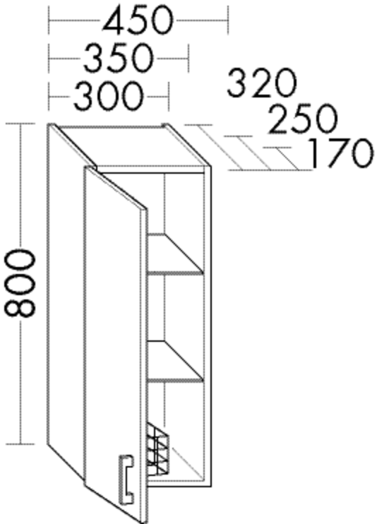 Burgbad Hängeschrank Sys30 PG1 800x350x170 Marone Dekor Trüffel, HF3540RF1718 HF3540RF1718 von Burgbad