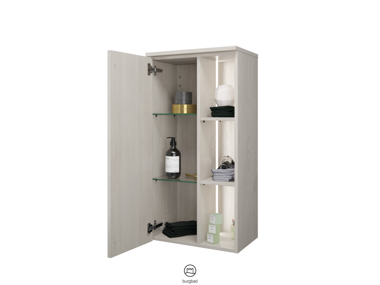 Burgbad Halbhoch-Schrank Badu, 980x500x320 Eiche Dekor Merino UHUA050RF3694 von Burgbad