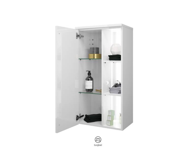 Burgbad Halbhoch-Schrank Badu, 980x500x320 Weiß Hochglanz UHUA050LF3691 von Burgbad