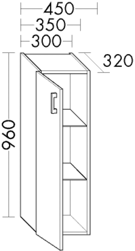 Burgbad Halbhochschrank Sys30 PG1 960x450x320 Eiche Dekor Flanelle, UH4525RF2239 UH4525RF2239 von Burgbad