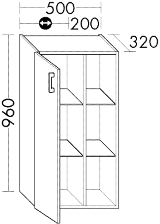 Burgbad Halbhochschrank Sys30 PG2 960x500x320 Weiß Hochglanz, UH5025L461 UH5025L461 von Burgbad