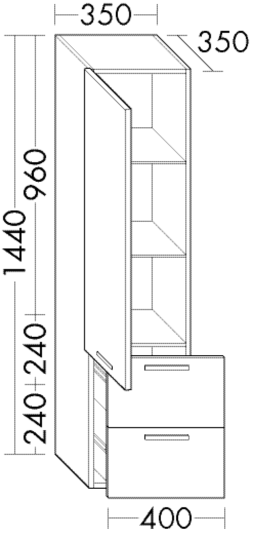 Burgbad Hochschrank Essento 1440x400x350 Eiche Dekor Flanelle, HSCG040LF2161 HSCG040LF2161 von Burgbad